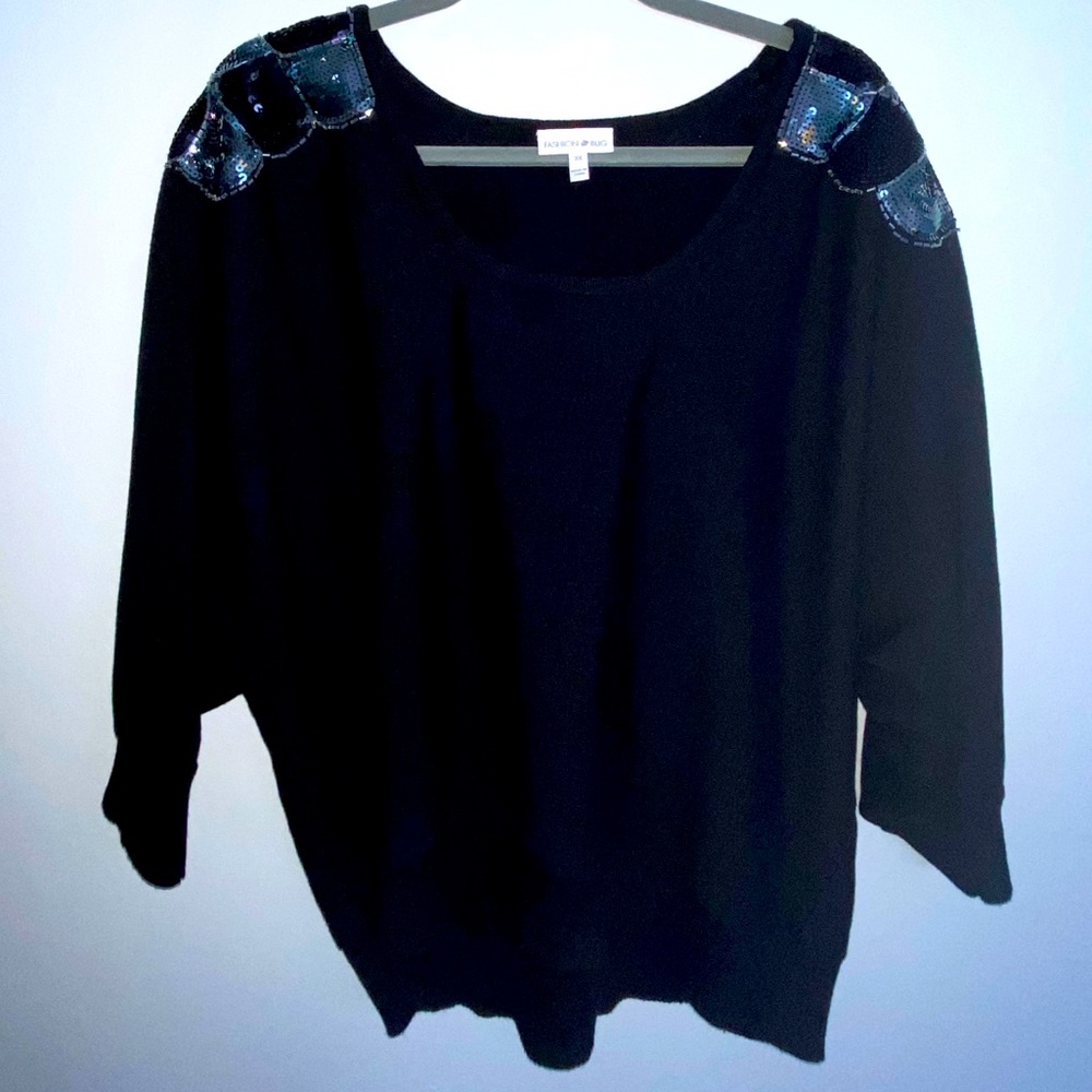 Sequin shoulder sweater